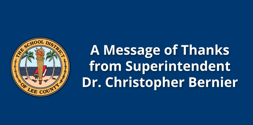 a message of thanks from superintendent dr. christopher bernier