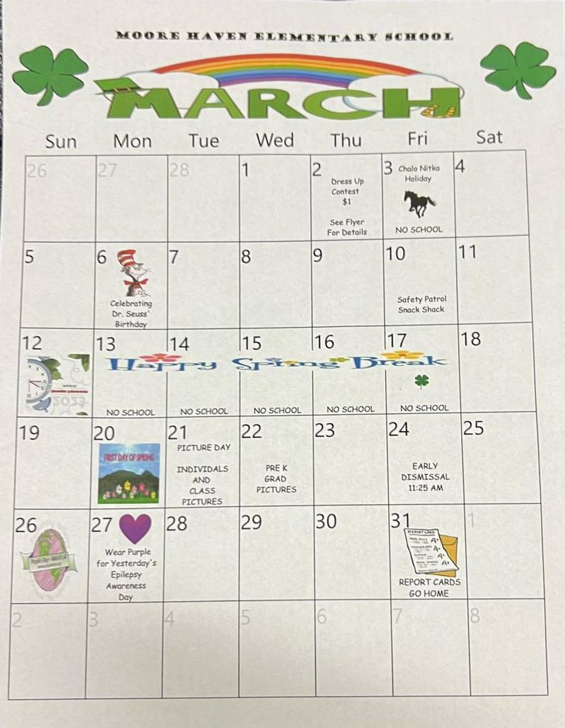 march activities calendar